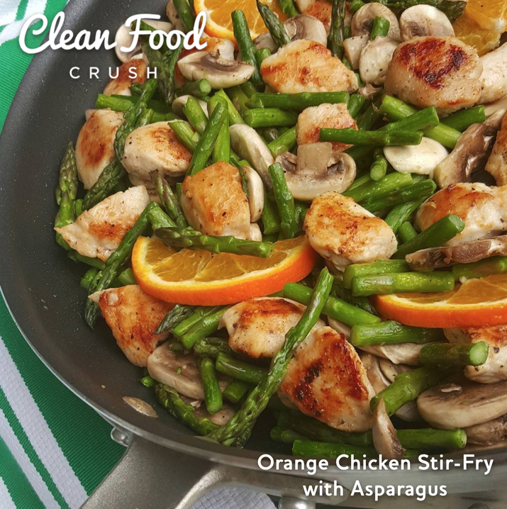 Clean Eating Orange Chicken Stir-Fry with Asparagus Recipe http://cleanfoodcrush.com/orange-chicken-stir-fry http://cleanfoodcrush.com/orange-chicken-stir-fry/