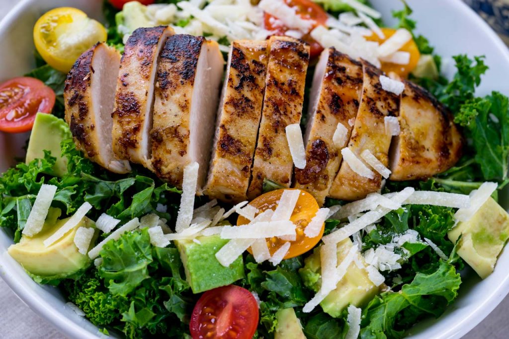 Healthy Kale Chicken Caesar Salad recipe