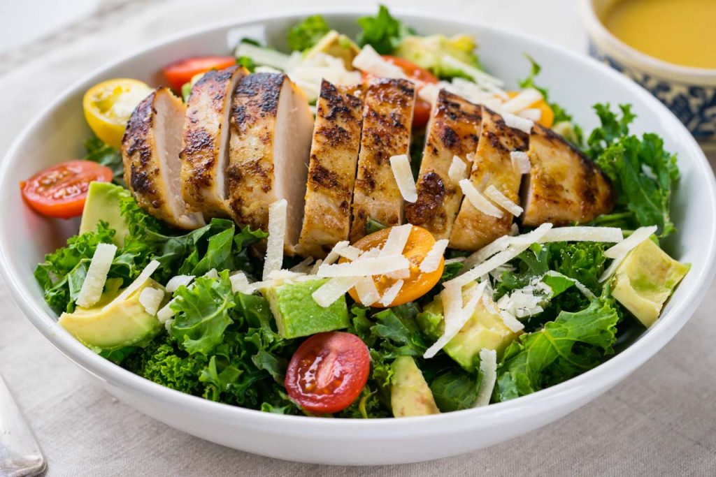 Fresh kale and Caesar chicken salad recipe