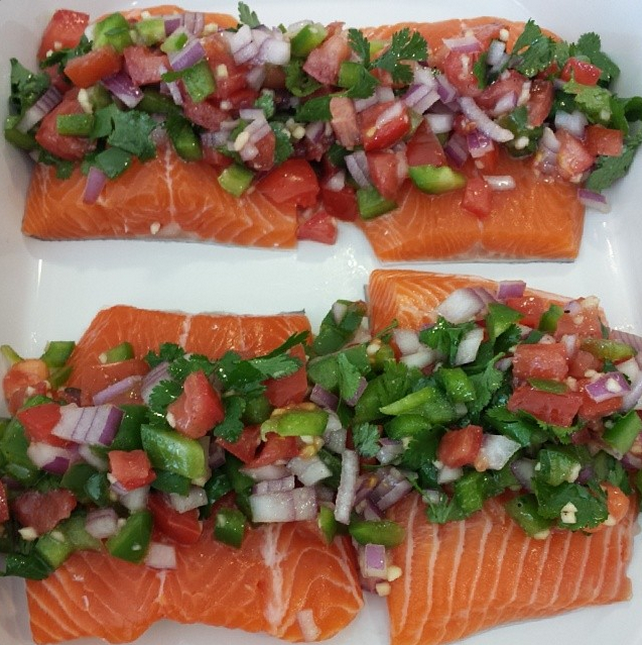 Fiesta Salmon Fillets are going in the oven! 