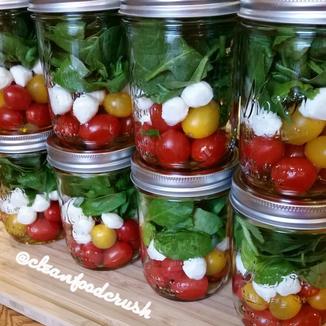 Caprese Mason Jar Salads - Sweet Savory and Steph