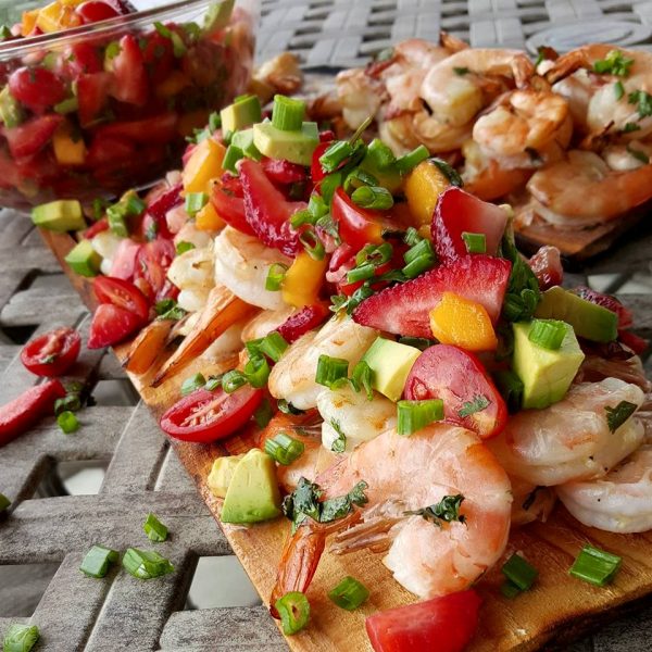 Cilantro Lime Grilled Shrimp with StrawberryMango Salsa  Clean Food Crush