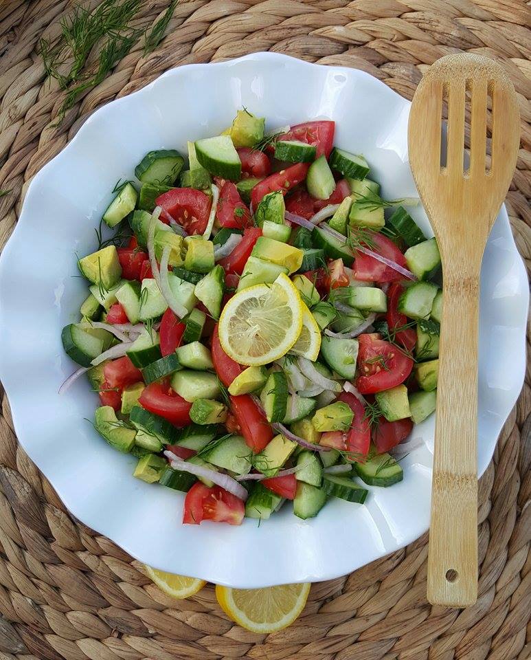 Garden Fresh Tomato, Cucumber, & Avocado Summer Salad