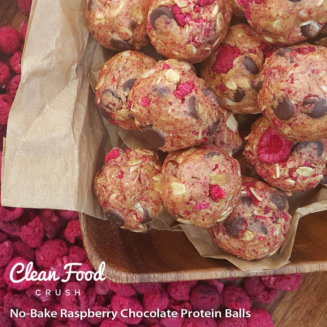 No-Bake Raspberry Chocolate Protein Balls https://cleanfoodcrush.com/raspberry-choc…-protein-balls