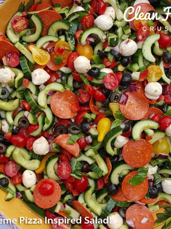 Supreme Pizza Inspired Salad https://cleanfoodcrush.com/supreme-pizza-inspired-salad