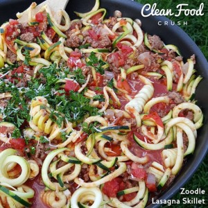 Zoodle Skillet Lasagna https://cleanfoodcrush.com/skillet-zoodle-lasagna