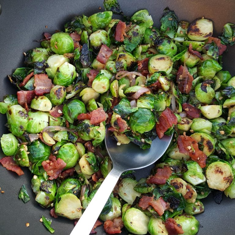 Brussel Sprouts with Bacon, & Garlic | Clean Food Crush