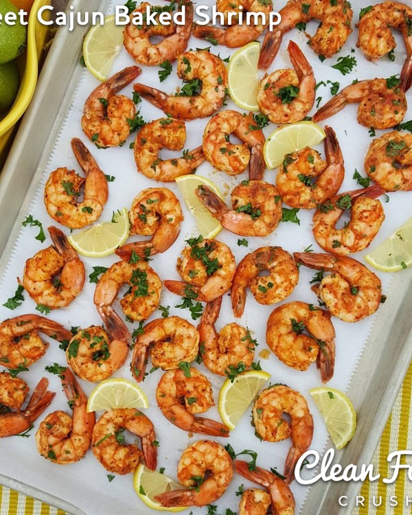 Clean Eating Sweet Cajun Baked Shrimp https://cleanfoodcrush.com/sweet-cajun-baked-shrimp