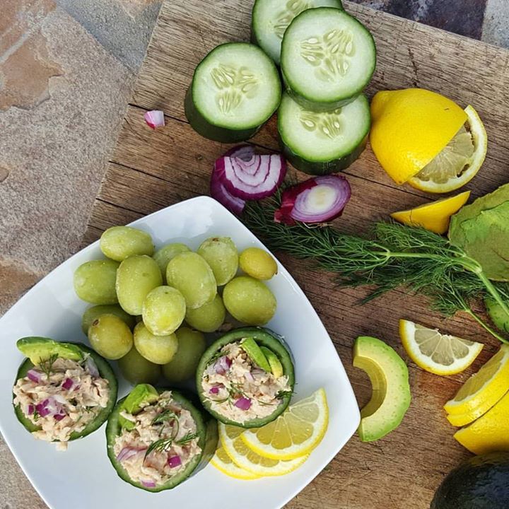 English Cucumber & Avocado Tuna Rolls https://cleanfoodcrush.com/english-cucumber-avocado-tuna-rolls