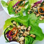 Spinach and Chicken Thai Lettuce Wraps https://cleanfoodcrush.com/spinach-chicken-thai-lettuce-wraps