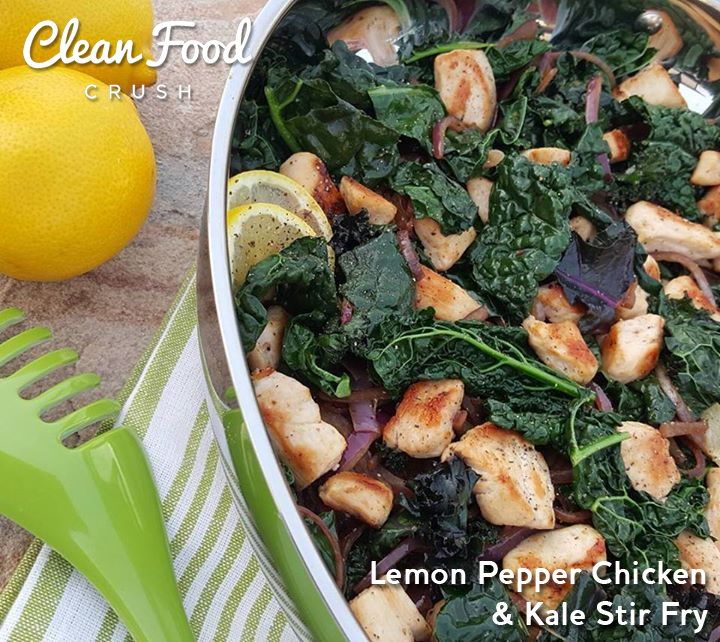 Lemon Pepper Chicken & Kale Stir Fry https://cleanfoodcrush.com/lemon-pepper-chicken-kale-stir-fry