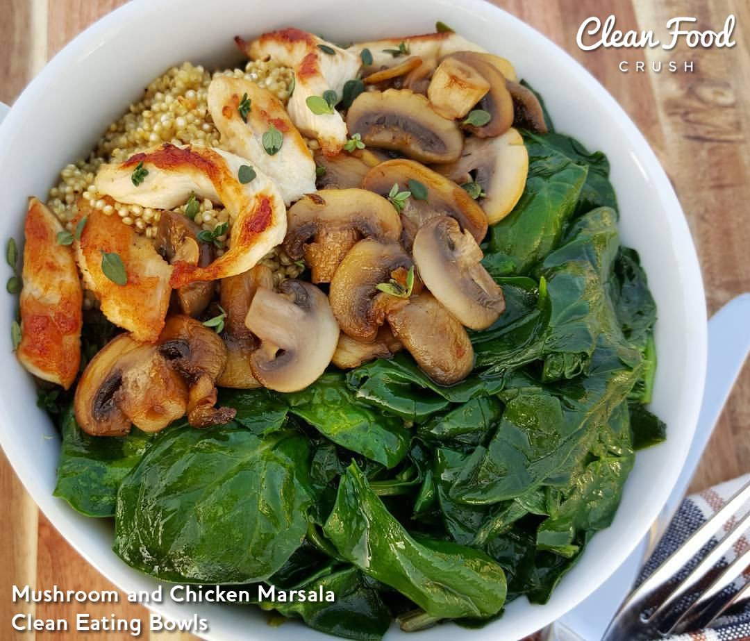 Mushroom and Chicken Marsala Clean Eating Bowls https://cleanfoodcrush.com/mushroom-chicken-marsala-clean-eating-bowls