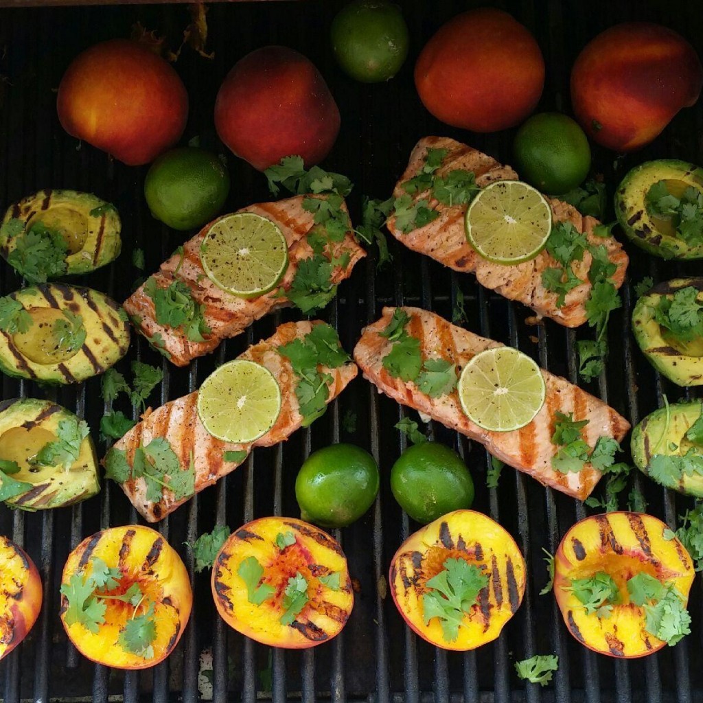 Grilled Salmon Avocados and Peaches Clean Eating Recipe