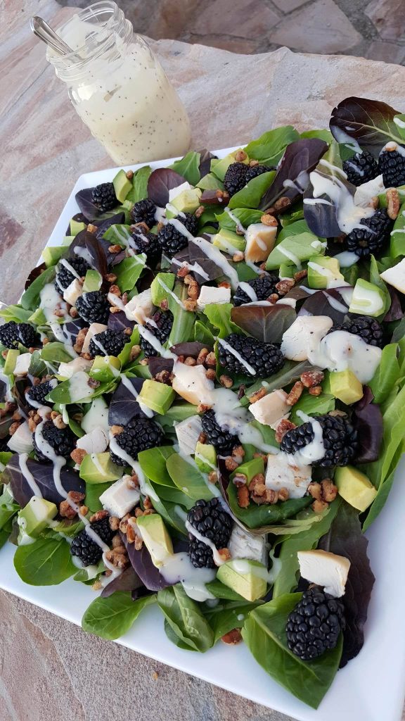Blackberry Turkey Avocado Spring Salad with Lemony Poppyseed Dressing Recipe https://cleanfoodcrush.com/blackberry-spring-salad/