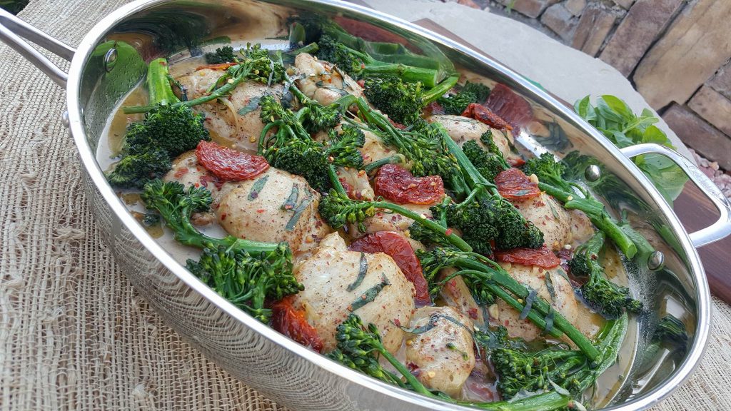 Sundried Tomato Chicken thighs with Broccolini Clean Food Crush
