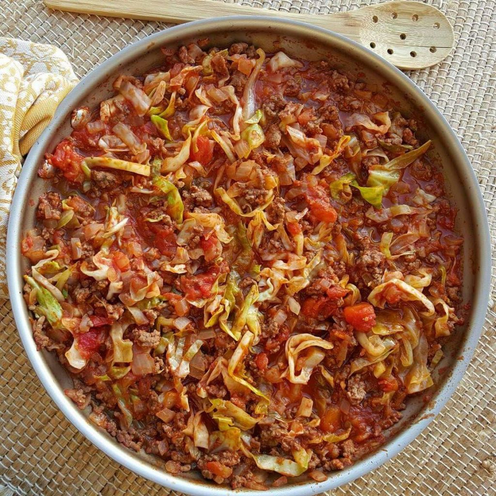 One Pan Grass fed Beef and Cabbage Skillet