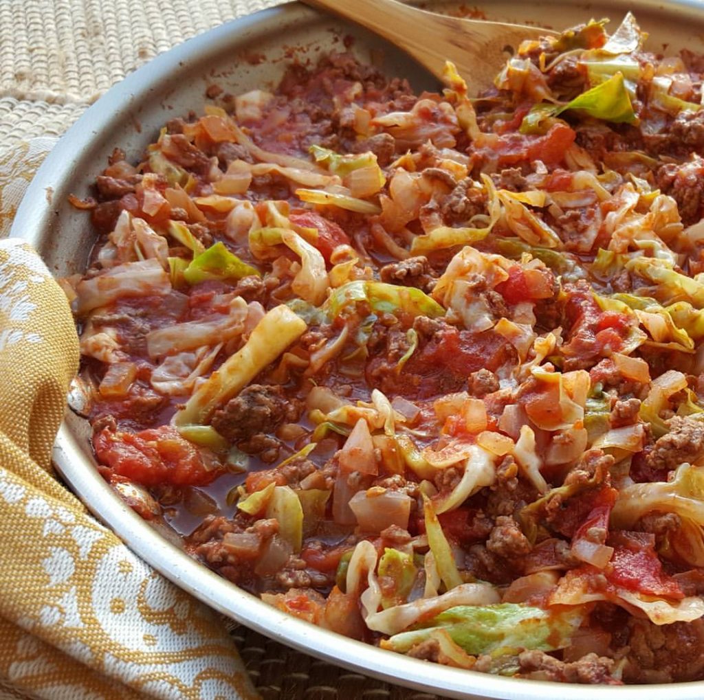 One Pan Grass-fed Beef and Cabbage Skillet Recipe https://cleanfoodcrush.com/beef-cabbage-skillet/