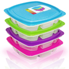 Happy Lunchboxes 4-compartment Leak Proof Bento Lunch Box Containers for Adults - Set of 4