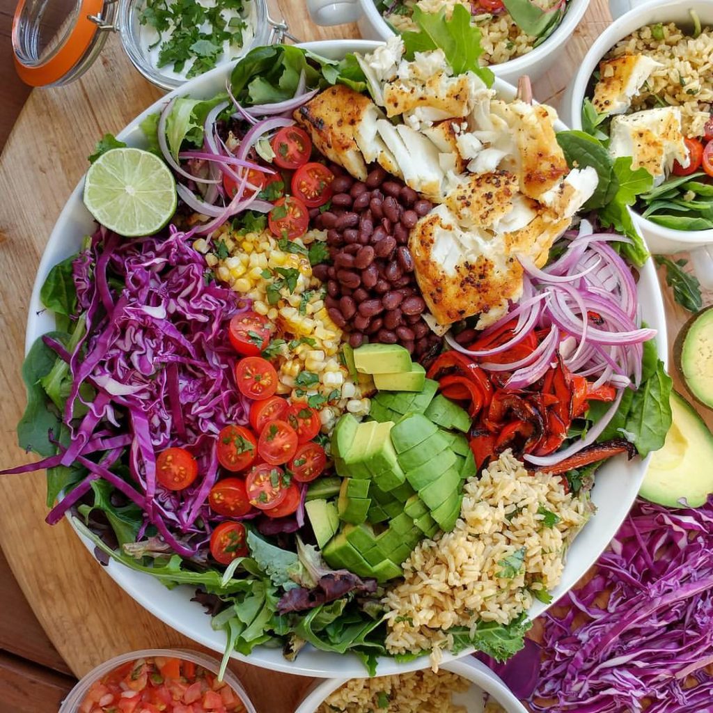 Healthy fish taco bowl