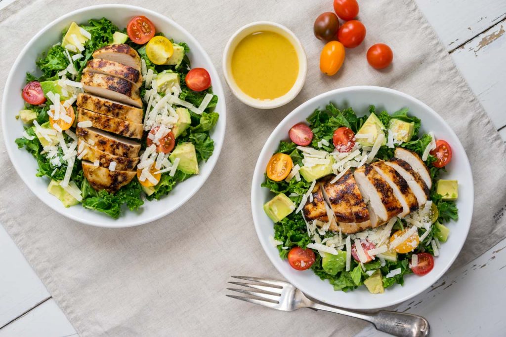Caesar chicken and kale salad