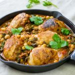 One pot smoky chicken with chickpeas and kale