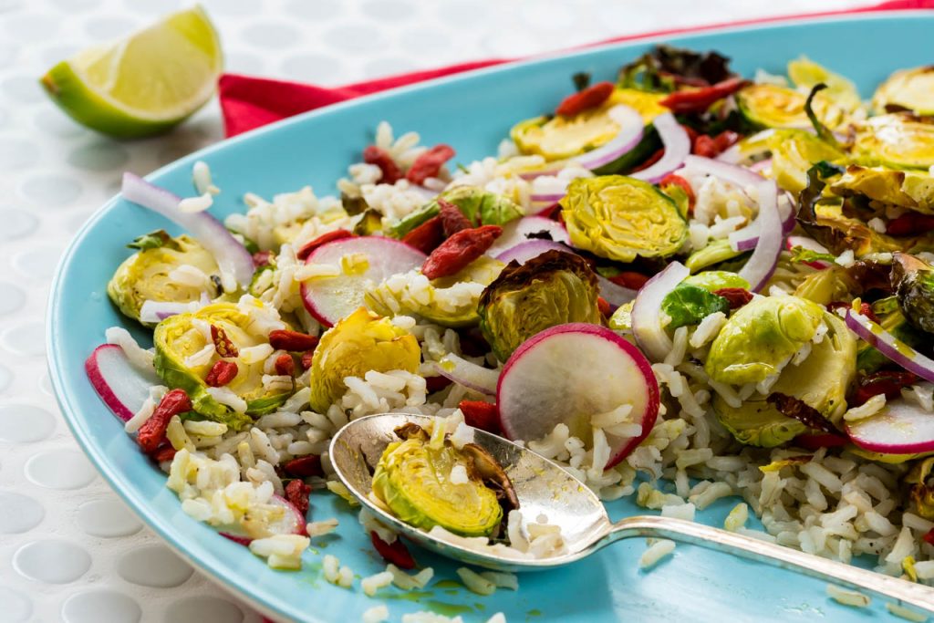 Brussels sprouts and brown rice salad