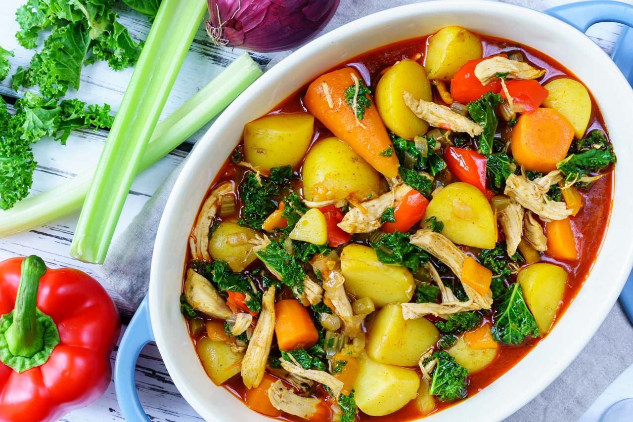 Clean Food Chicken Curry with Kale and Winter Root Veggies