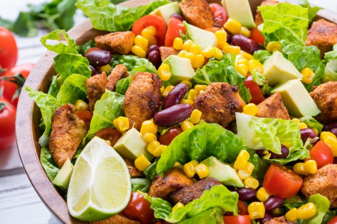 This Chicken Taco Salad with Creamy Cilantro-Lime Dressing is ...