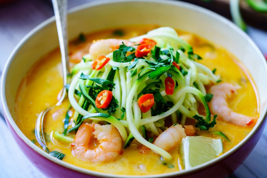 Spicy Shrimp Zucchini Noodle Soup CleanFoodCrush