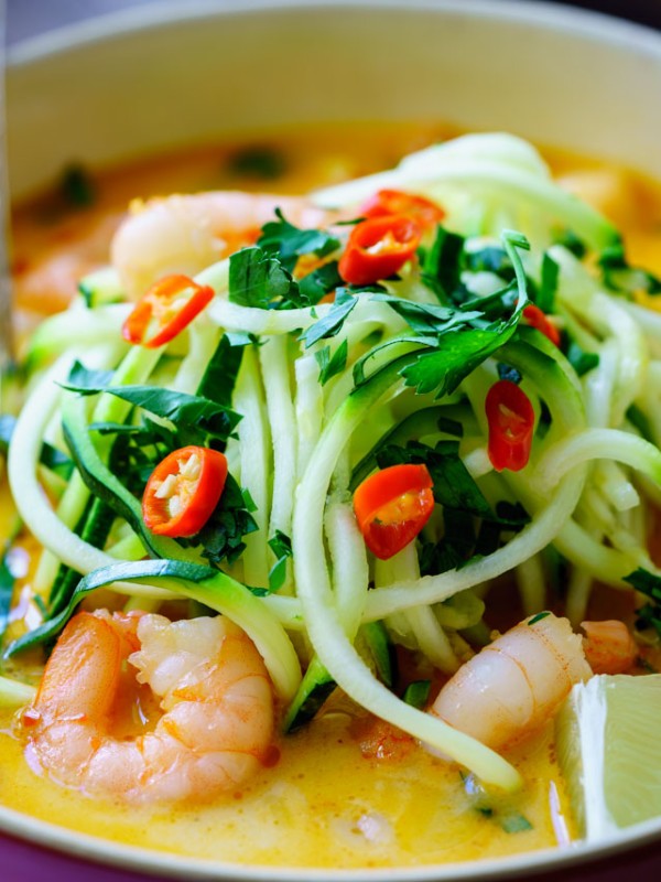 Spicy Shrimp Zucchini Noodle Soup CleanFoodCrush