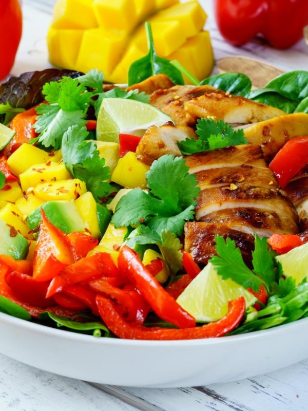 Sweet and Source Chicken Mango Salad with Avocado CleanFoodCrush