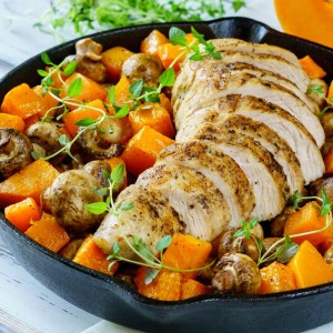 Turkey Mushroom and Butternut Squash Skillet
