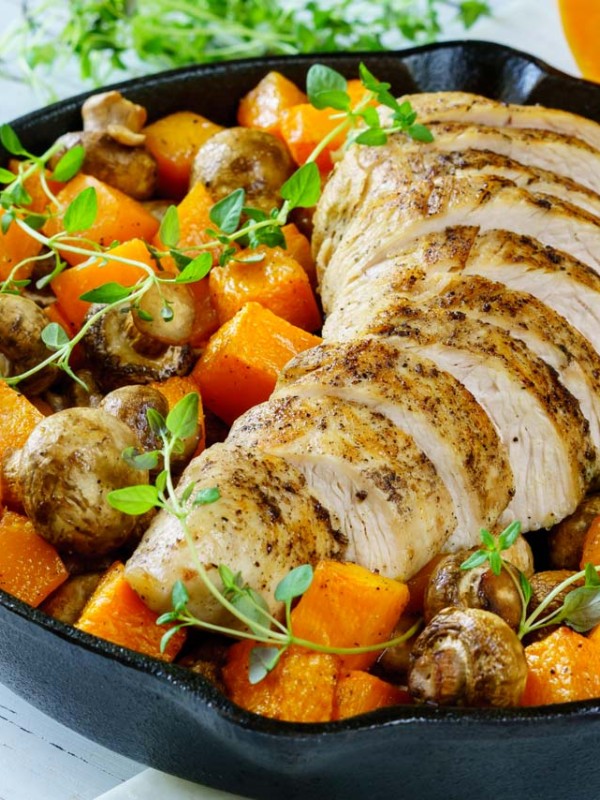 Turkey Mushroom and Butternut Squash Skillet