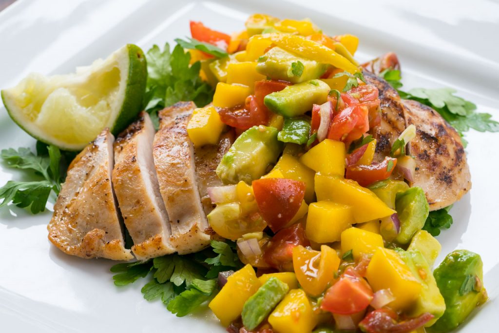 Mango Salsa grilled chicken for healthy meal