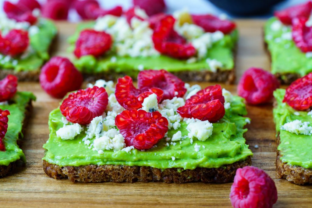 Avocado Raspberry Crumbled Cheese Toast CleanFoodCrush