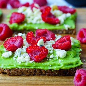 Avocado Raspberry Crumbled Cheese Toast CleanFoodCrush