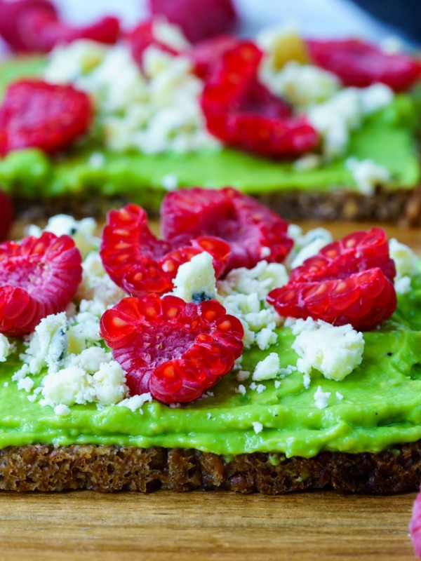 Avocado Raspberry Crumbled Cheese Toast CleanFoodCrush