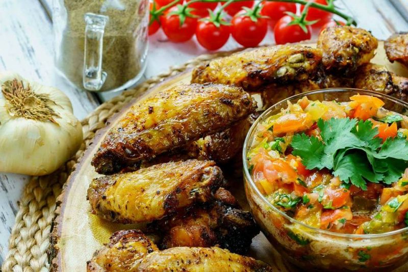 These Baked Jerk Chicken Wings + Spicy Salsa Are Perfect for GameDay
