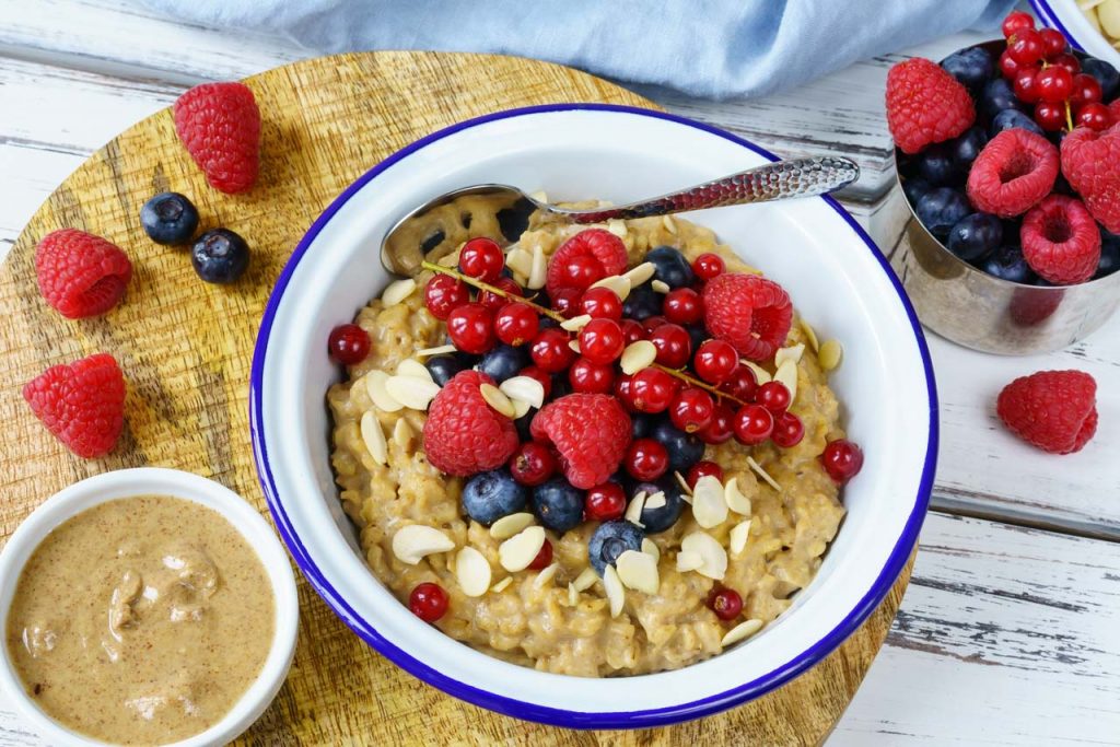 Peanut butter Oatmeal and Berries