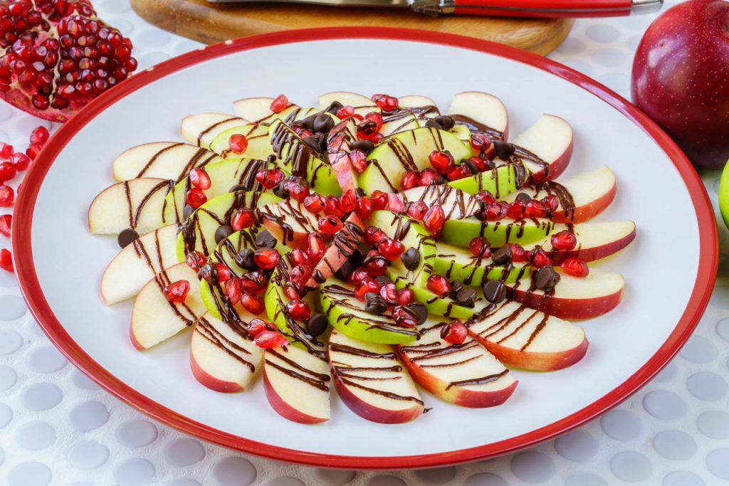 Katie's favorite Pomegranate Chocolate Apple Nachos