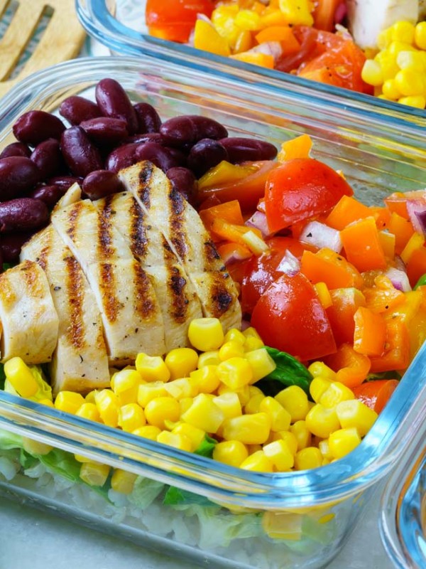 Deconstructed Chicken Burrito Bowl Meal Prep
