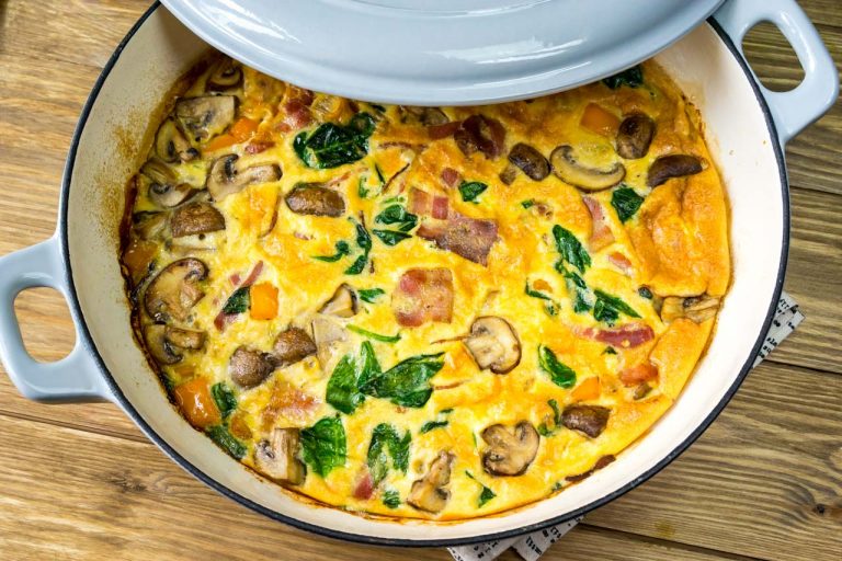 Spinach Mushroom & Bacon Breakfast Frittata for the Whole Family