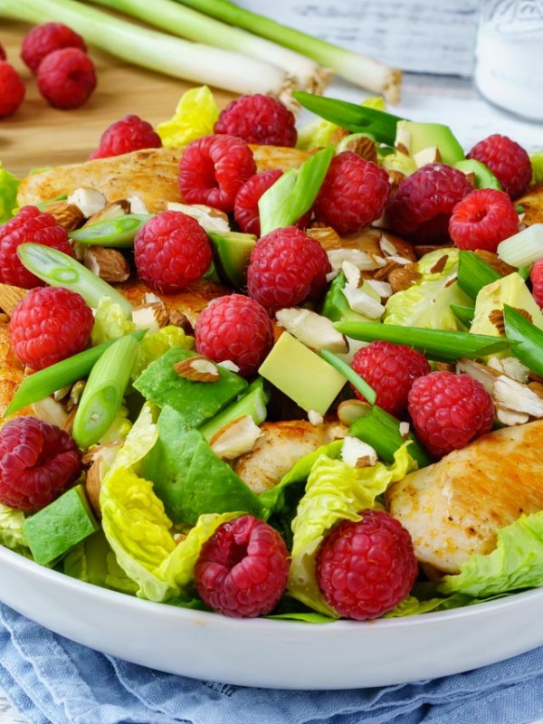Super Healthy Chicken Avocado Raspberry Salad