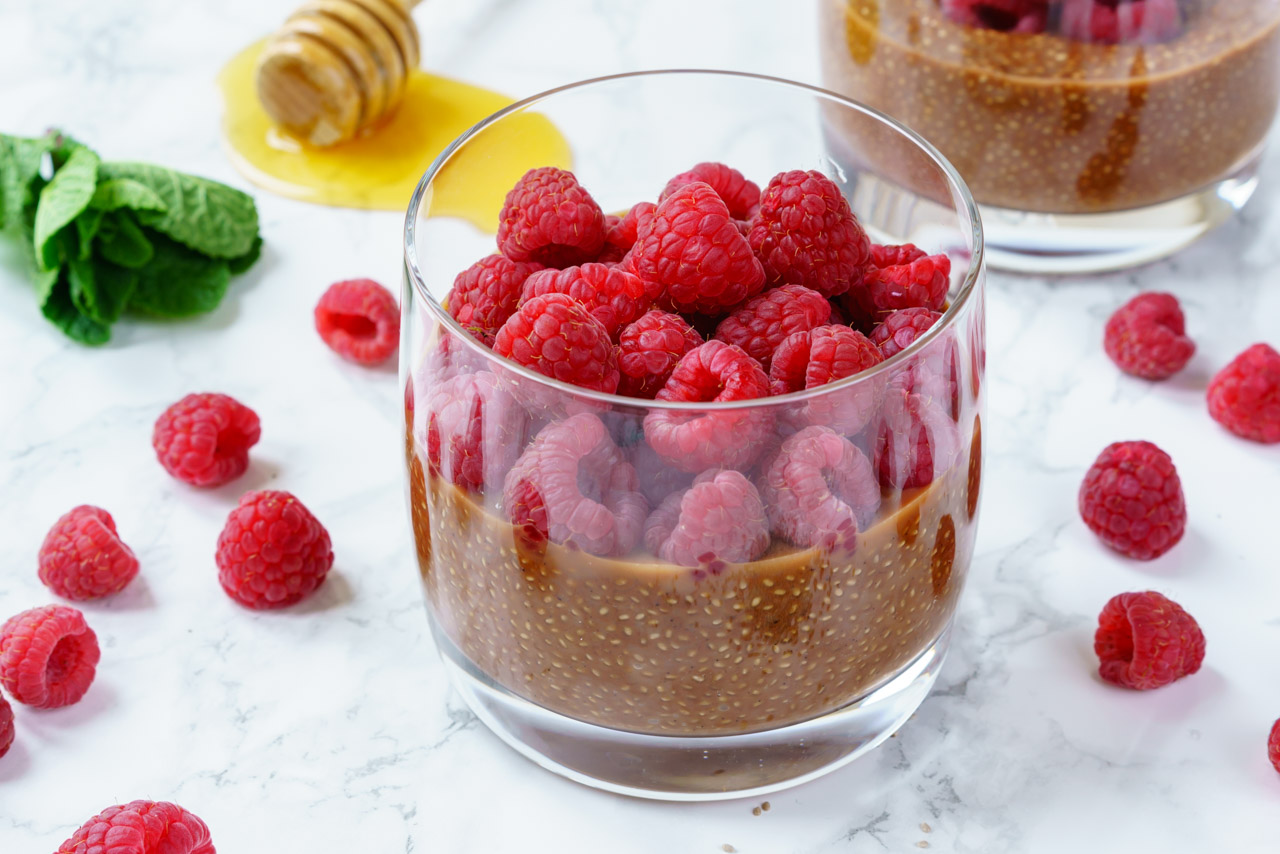 Chocolate Raspberry Chia Pudding