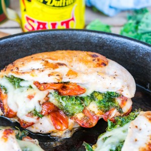 Clean Eating Sun-dried Tomato, Kale Mozzarella Stuffed Chicken