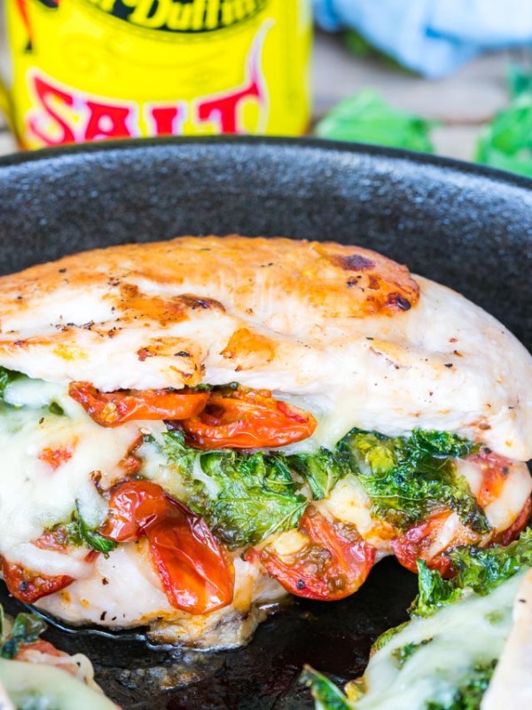 Clean Eating Sun-dried Tomato, Kale Mozzarella Stuffed Chicken