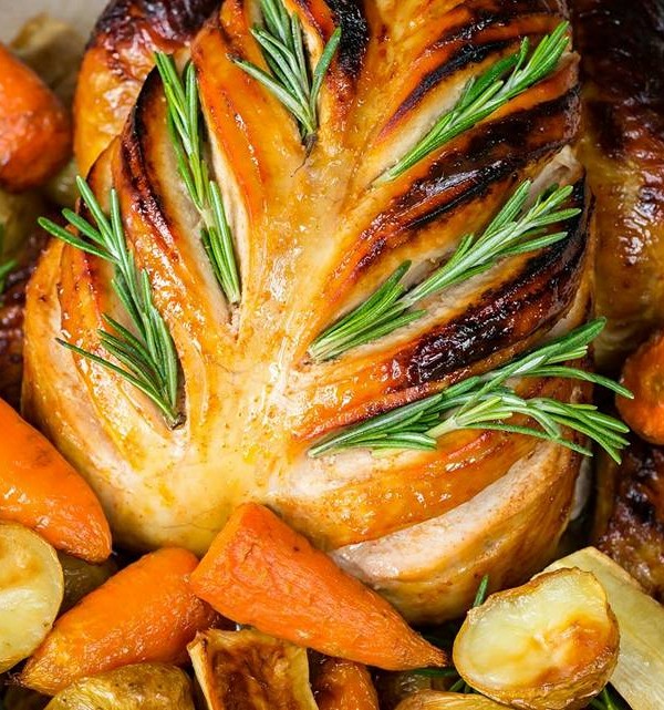 Caramelized Honey Lime Chicken with Roasted Winter Veggies