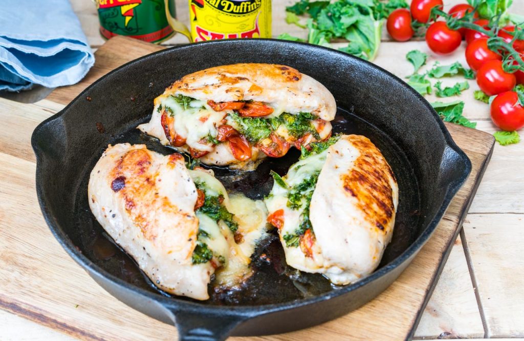 Clean Food Tomato Kale Mozzarella Stuffed Chicken