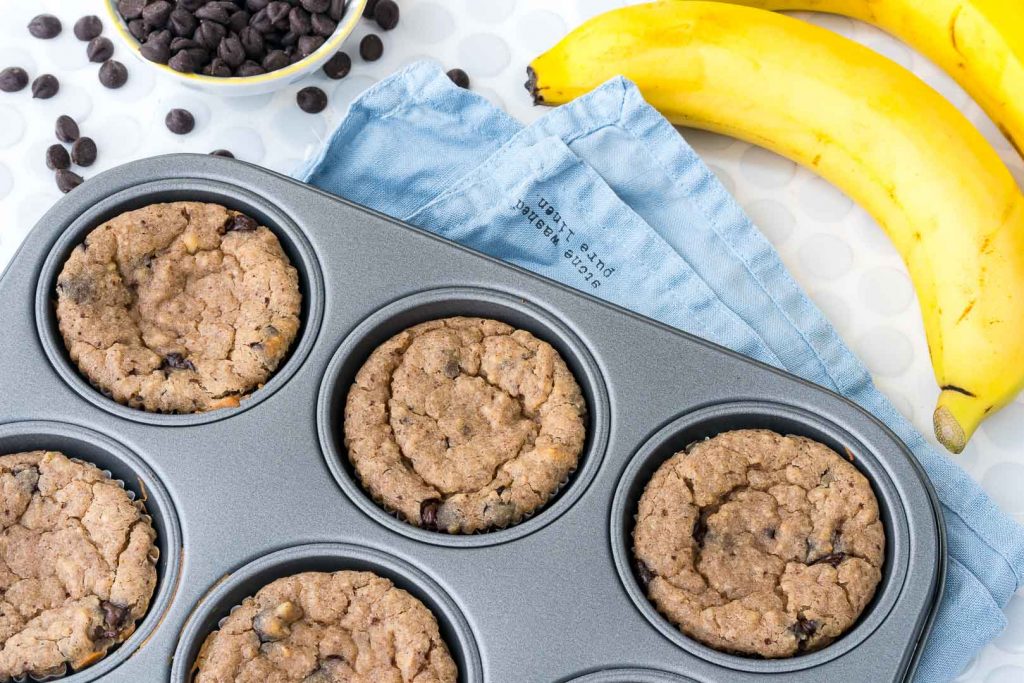 Flourless Banana Chocolate Chip Muffins