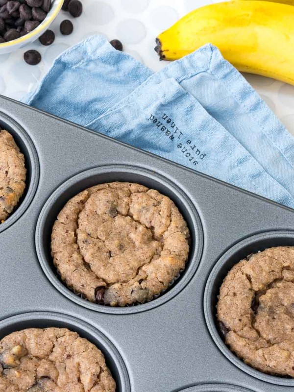 Flourless Banana Chocolate Chip Muffins
